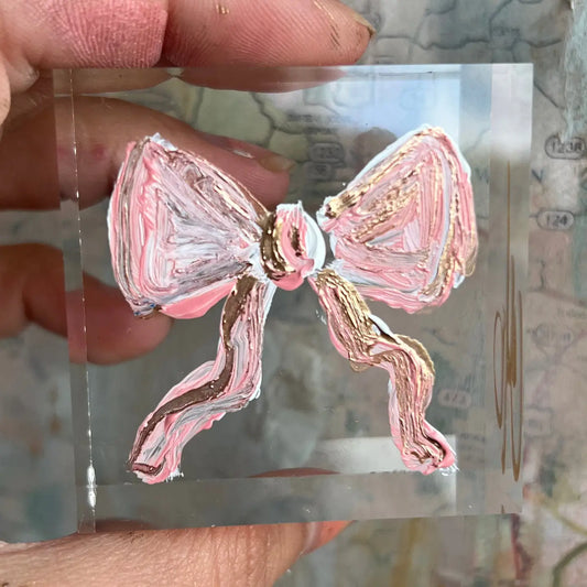Pink Bow Lucite Block