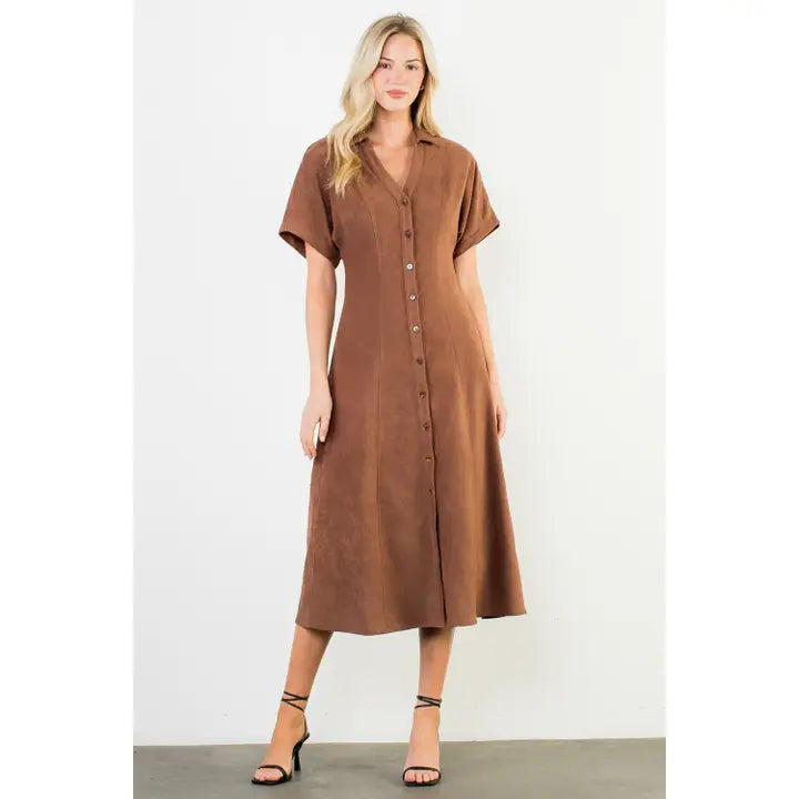 THML Short Sleeve Suede Dress