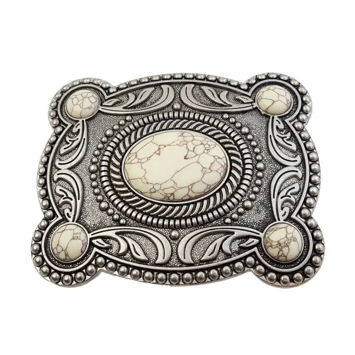 Turquoise-Accented Western Belt Buckle