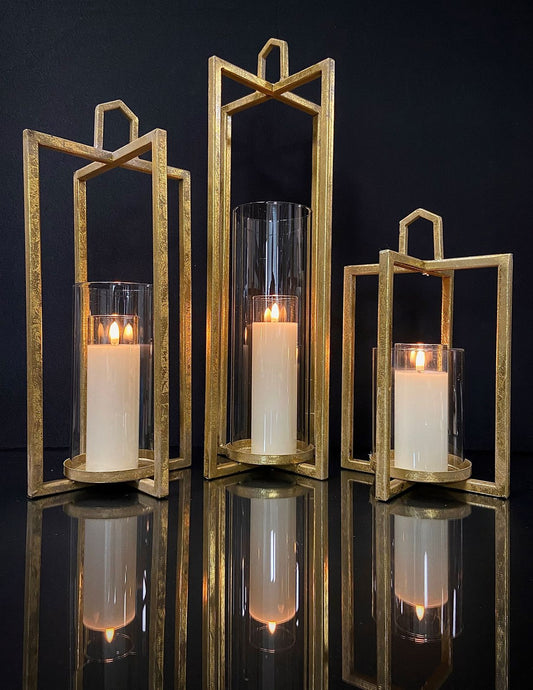 Matte Gold Lanterns Set of 3