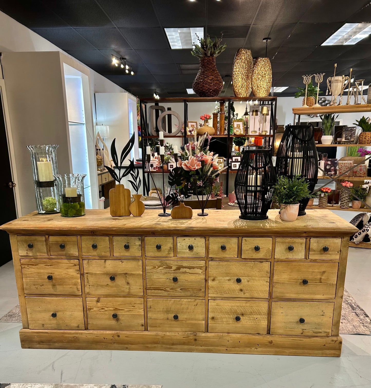 Pine Cabinet With 20 Drawers