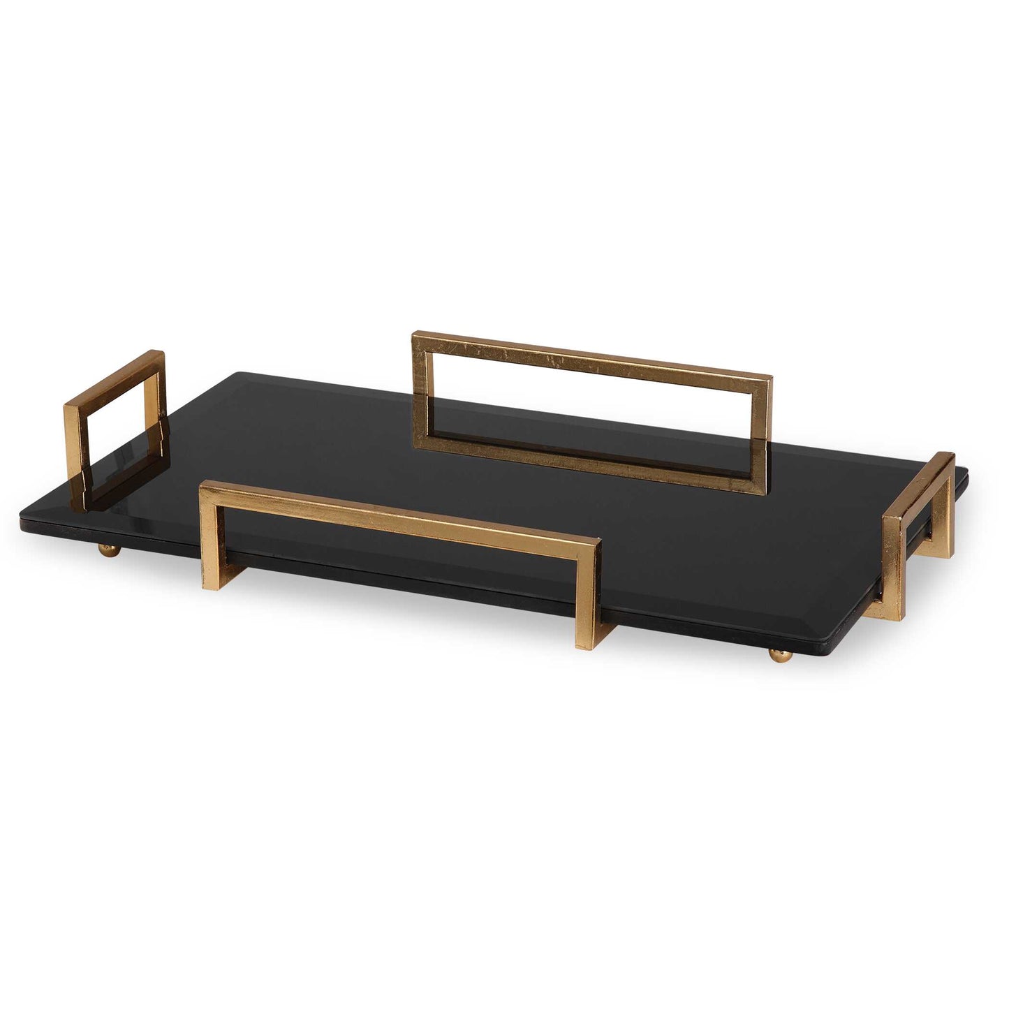 Uttermost Ettore Black Glass Tray