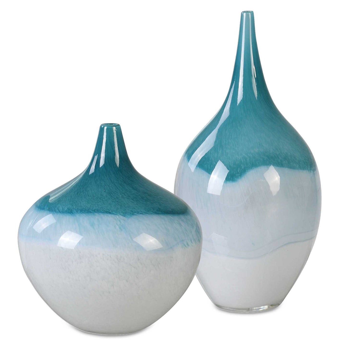 Uttermost Carla Teal White Vases Set/2