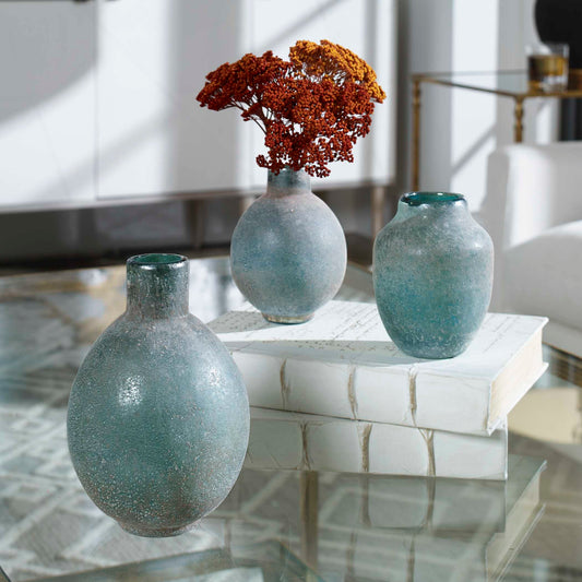 Uttermost Mercede Weathered Blue-Green Vases Set/3