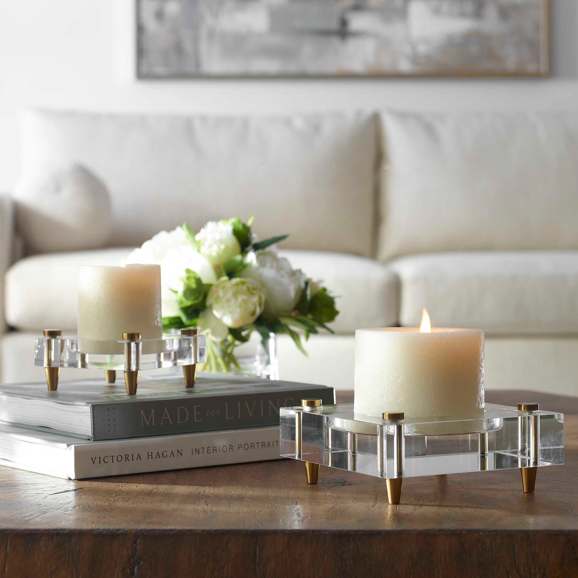 Uttermost Claire Crystal Block Candleholders Set/2