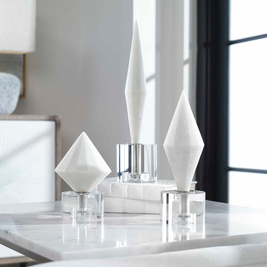 Uttermost Alize White Stone Sculptures Set/3