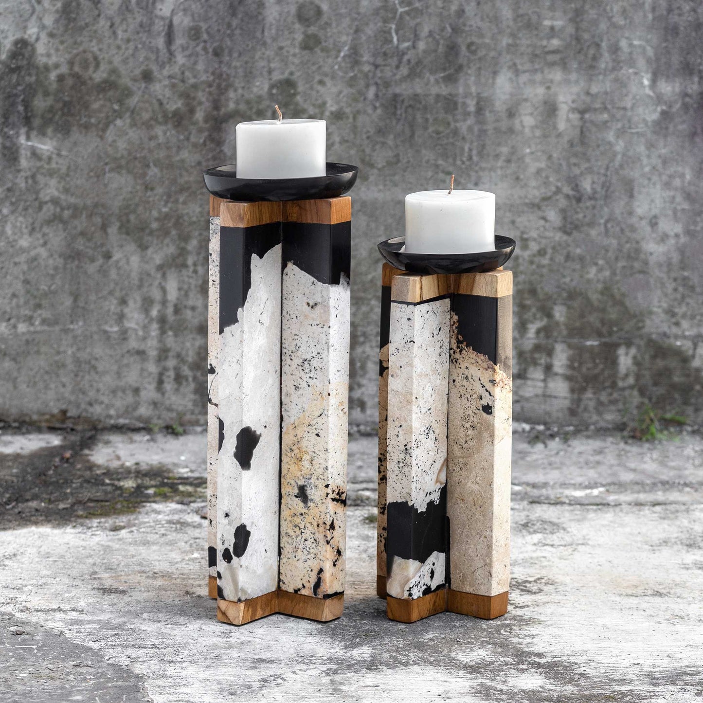 Uttermost Illini Stone Candleholders Set/2