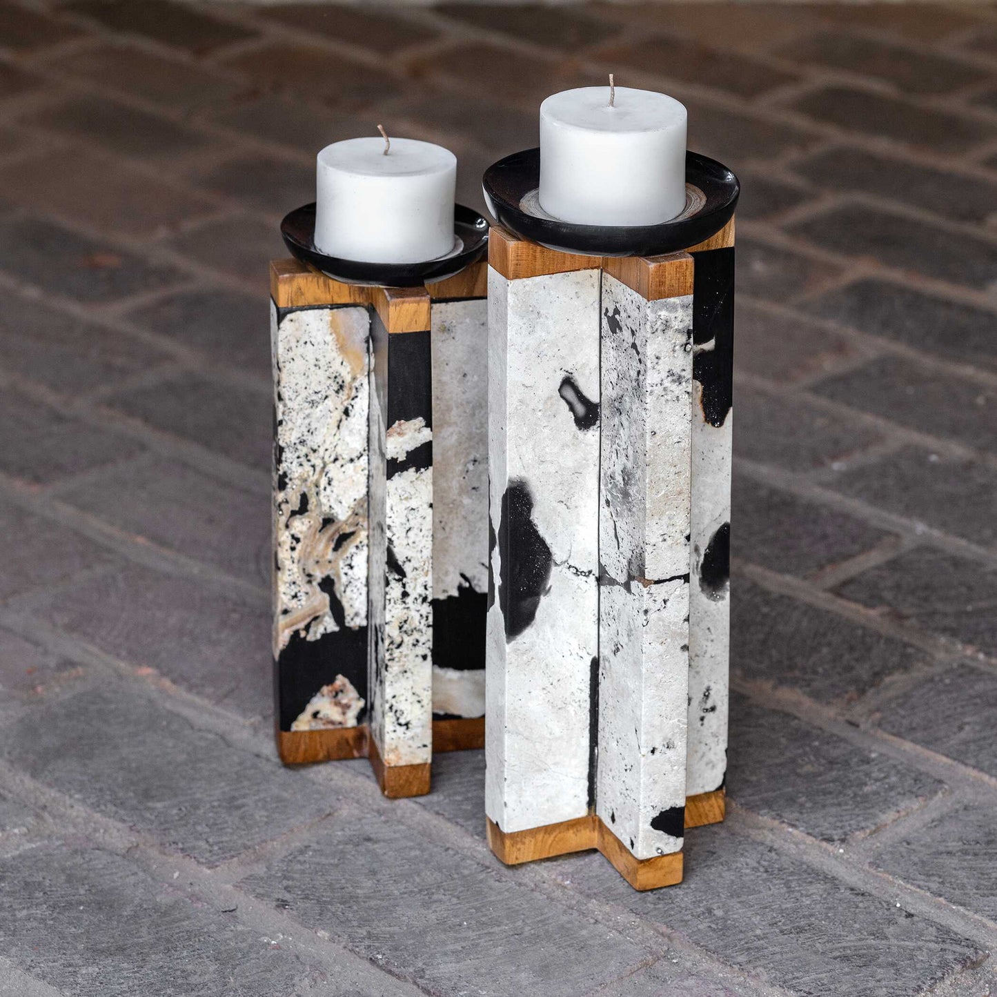 Uttermost Illini Stone Candleholders Set/2