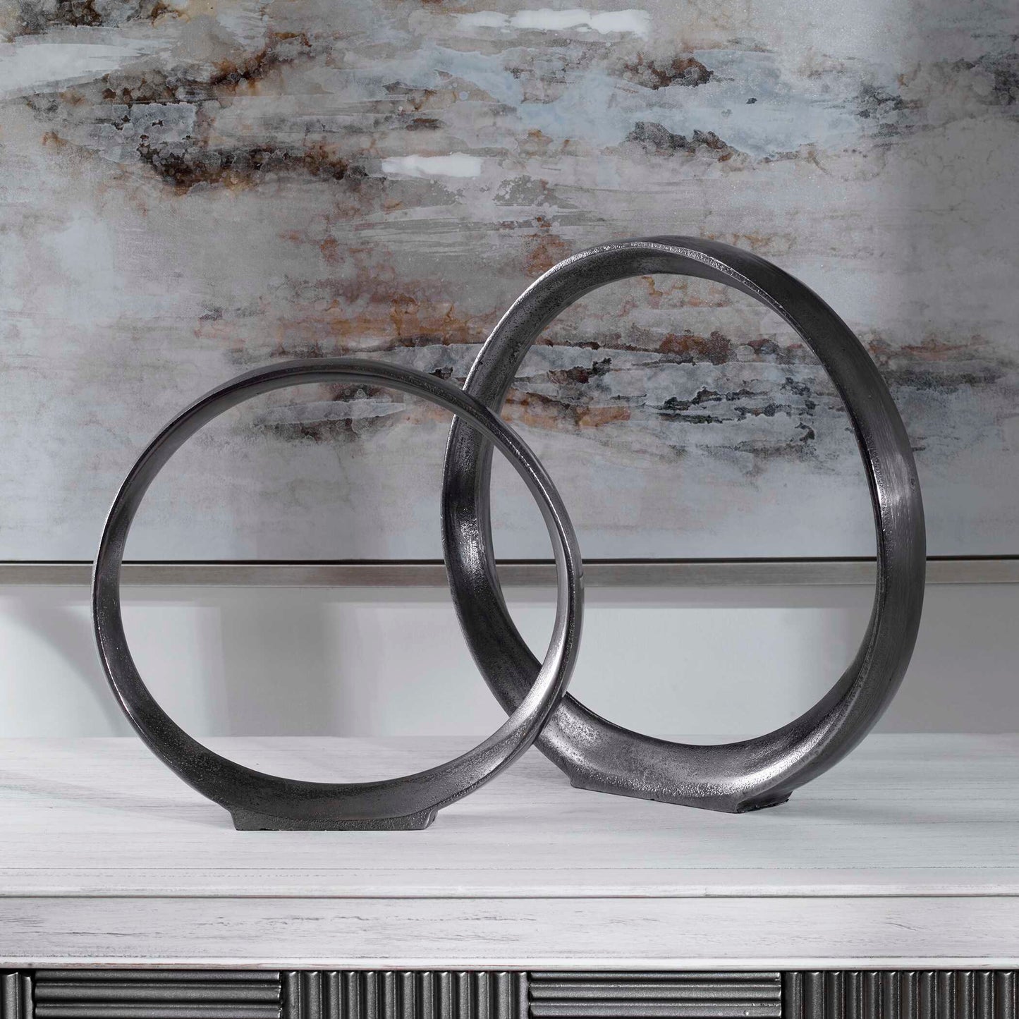 Uttermost Orbits Black Ring Sculptures Set/2