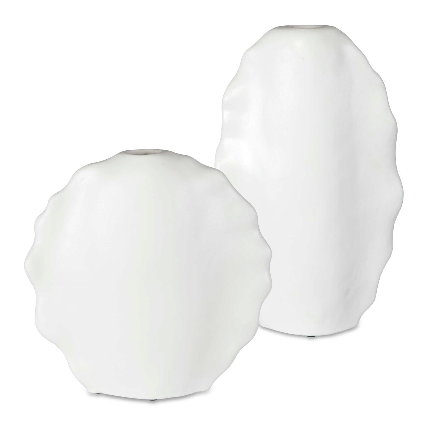 Uttermost Ruffled Feathers Modern White Vases Set/2