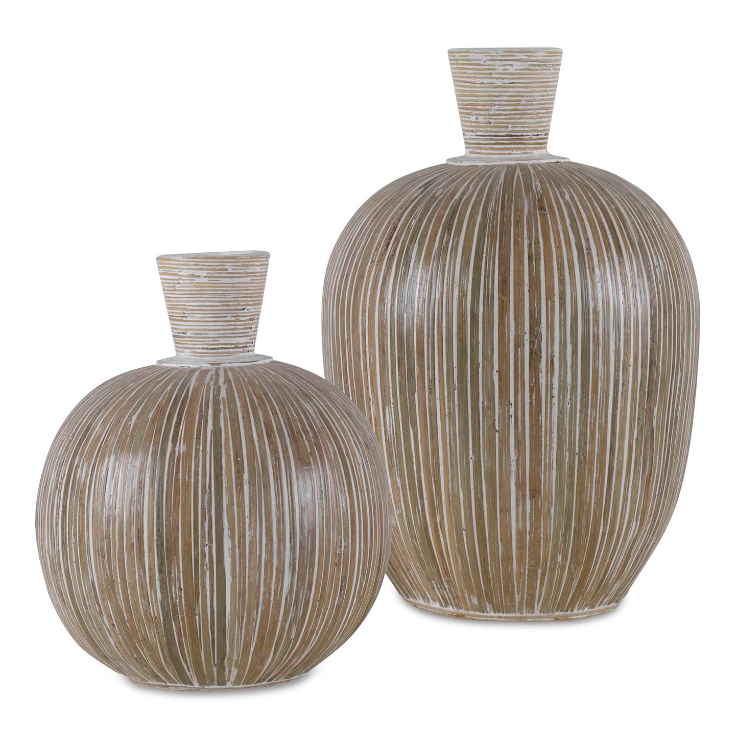 Uttermost Islander White Washed Vases Set/2