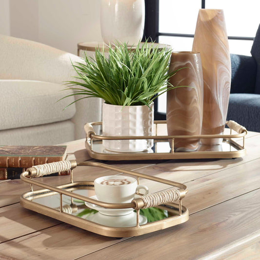 Uttermost Rosea Brushed Gold Trays Set/2