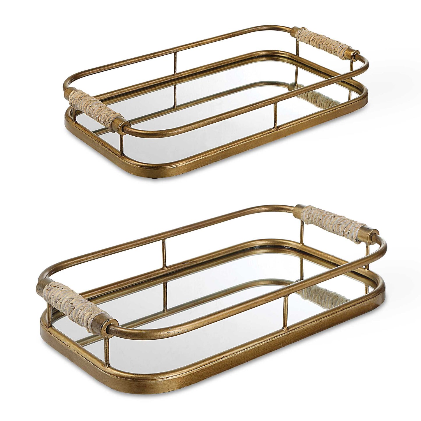 Uttermost Rosea Brushed Gold Trays Set/2