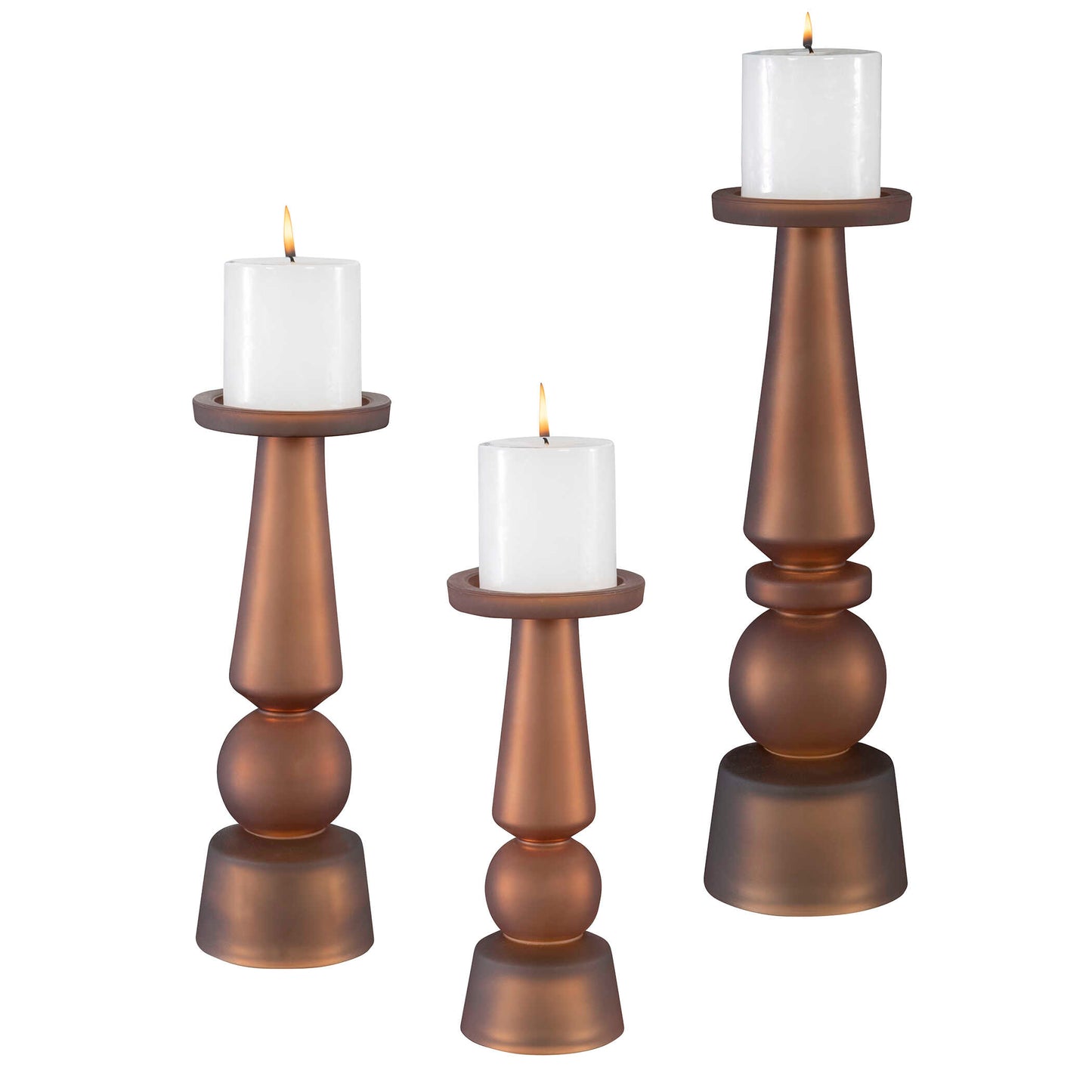 Uttermost Cassiopeia Butter Rum Glass Candleholders Set/3