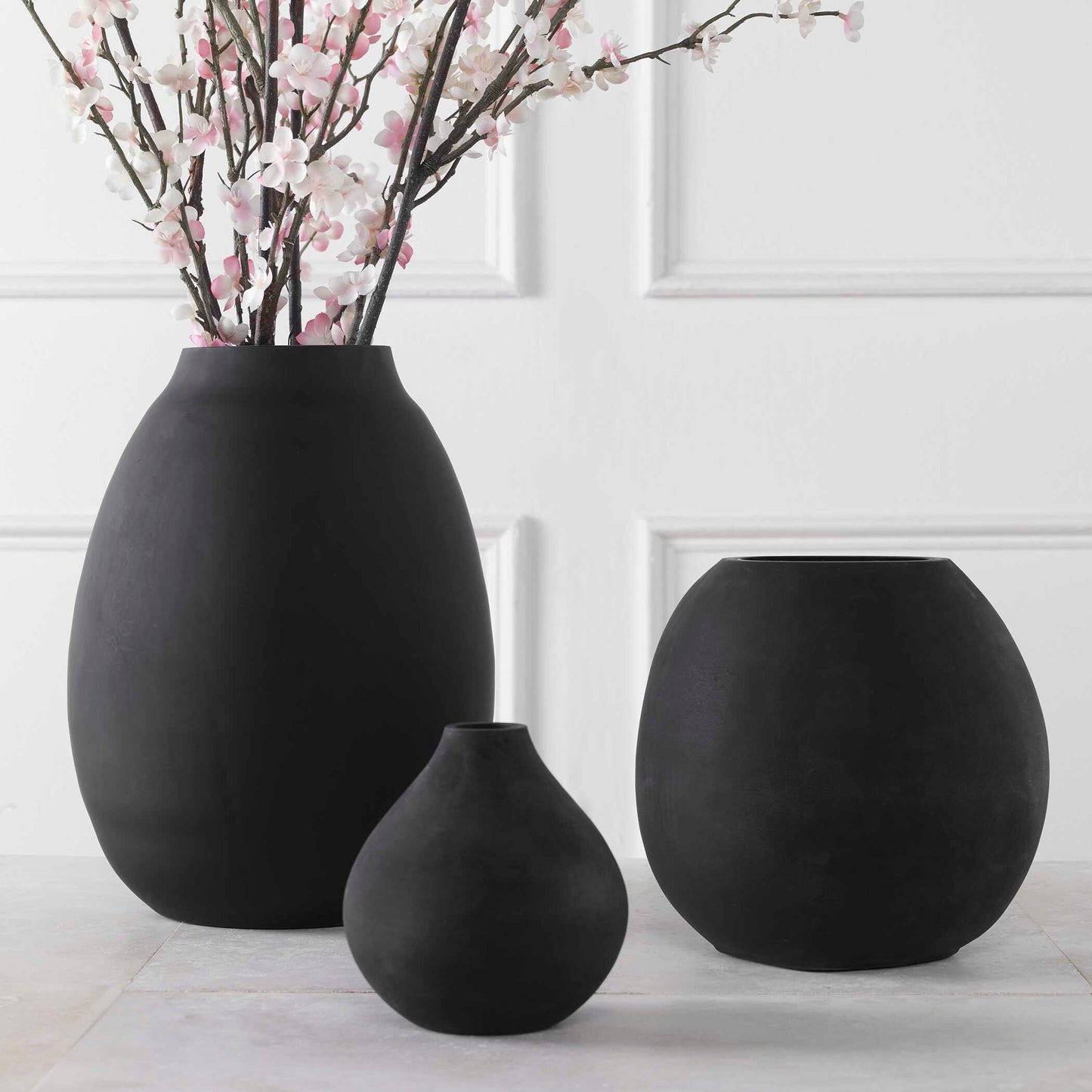 Uttermost Hearth Matte Black Vases Set/3