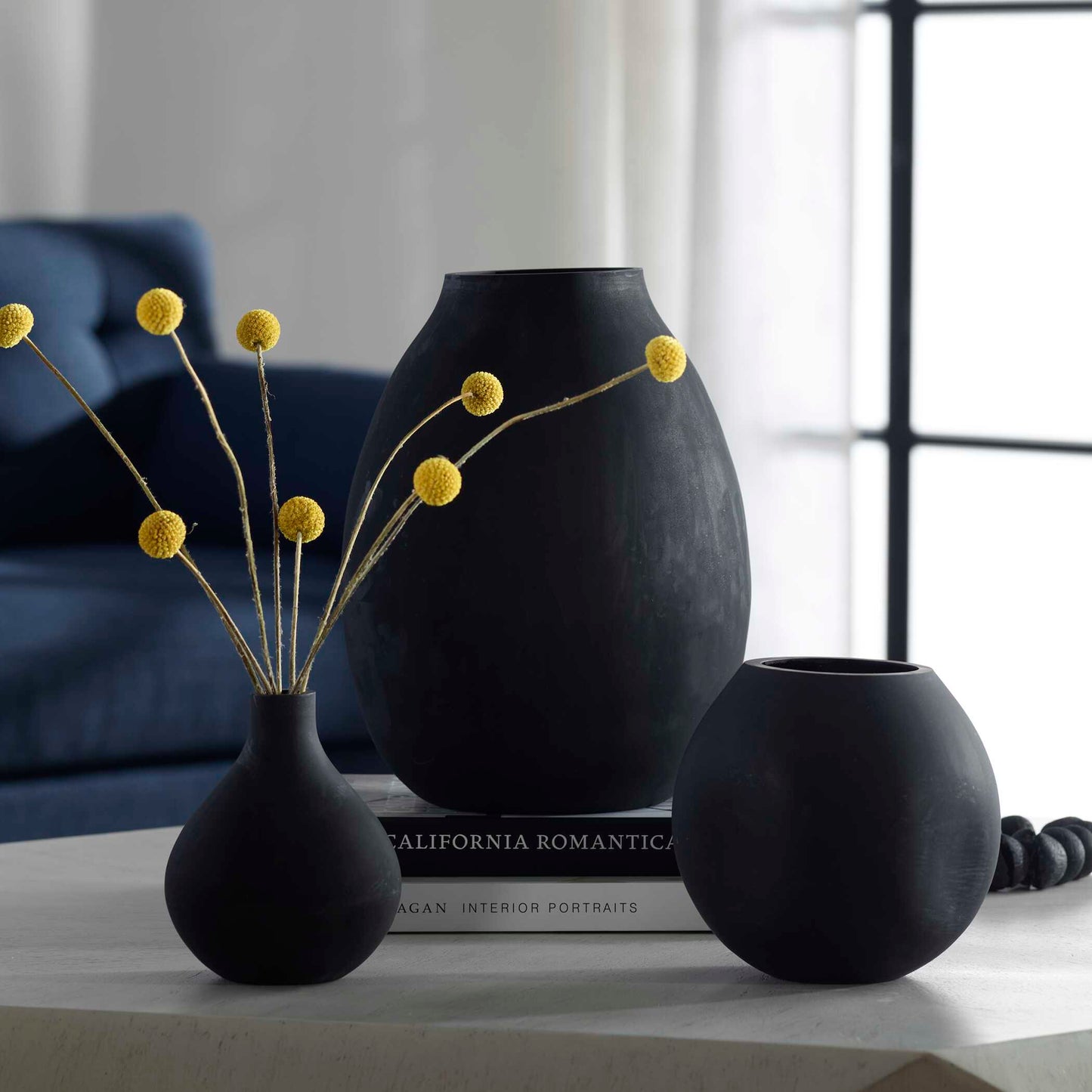 Uttermost Hearth Matte Black Vases Set/3
