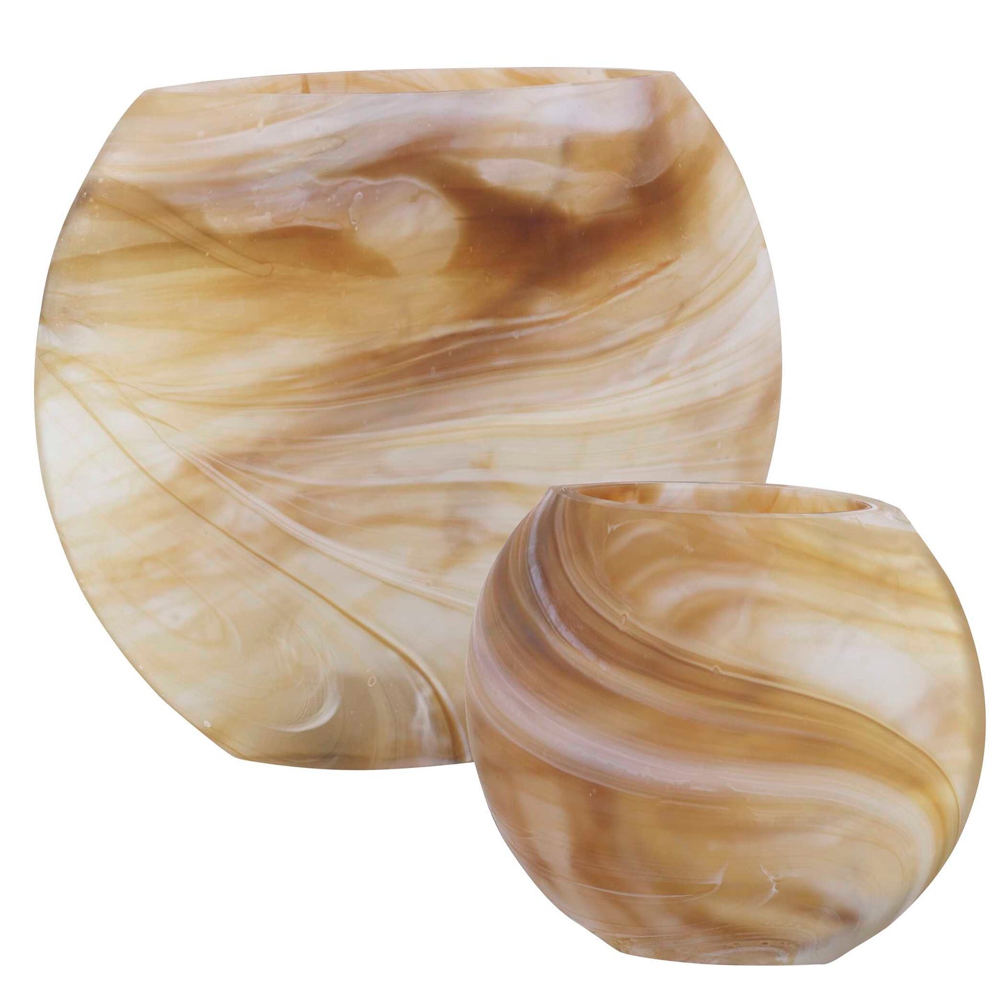 Uttermost Fusion Swirled Caramel & Ivory Vases Set/2
