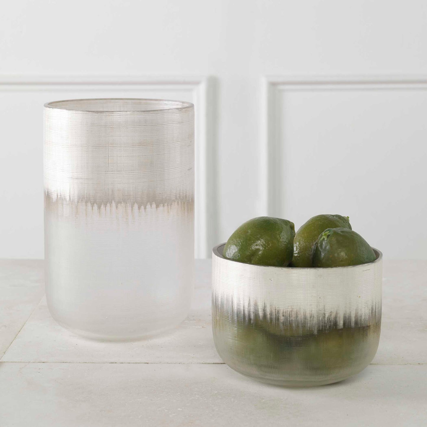 Uttermost Frost Silver Drip Glass Vases Set/2