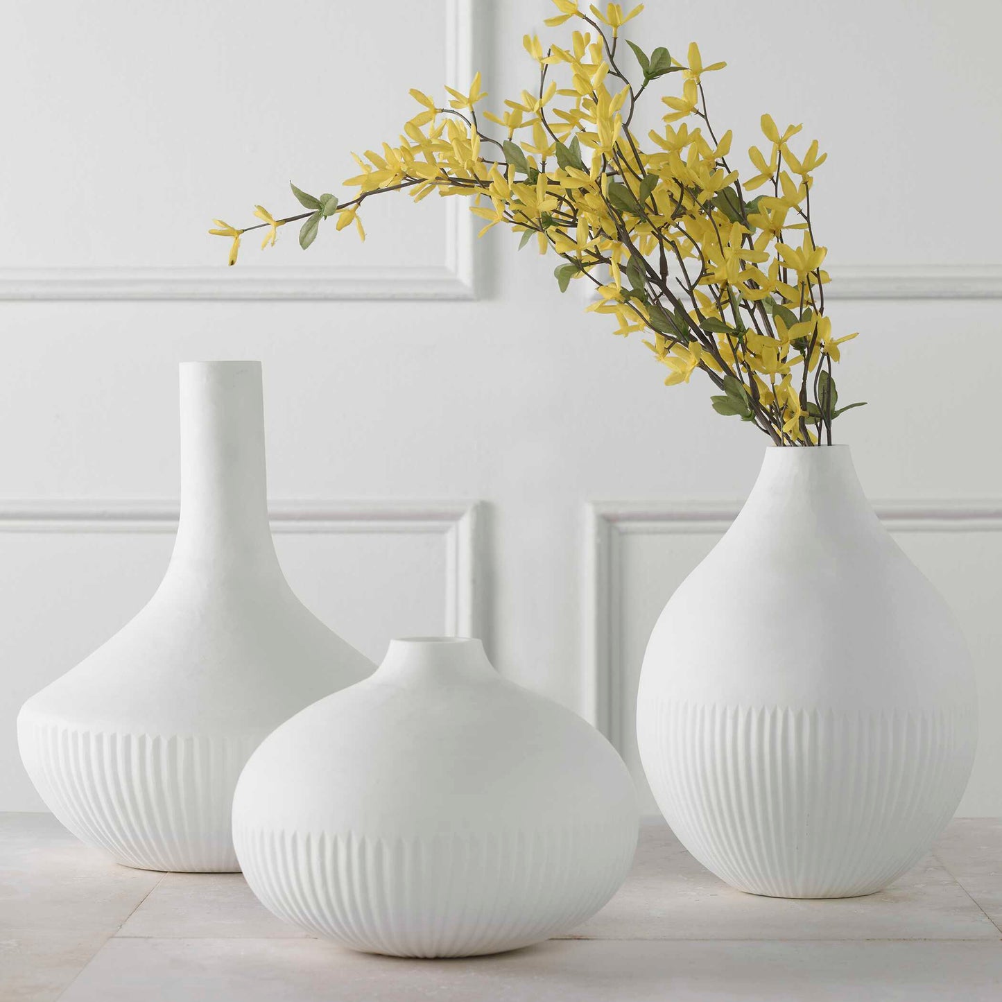 Uttermost Apothecary Satin White Vases Set/3