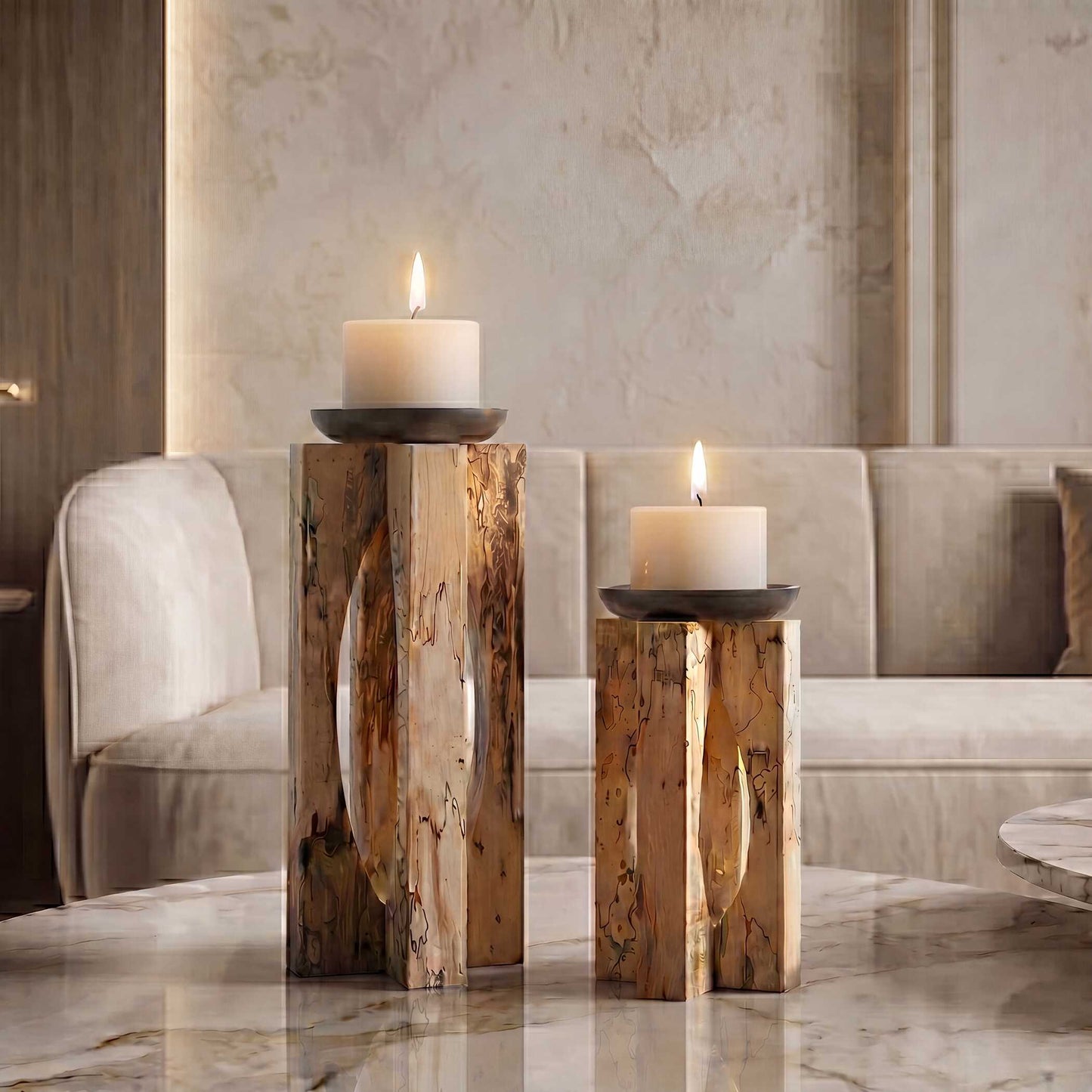 Uttermost Ilva Wood Candleholders Set/2