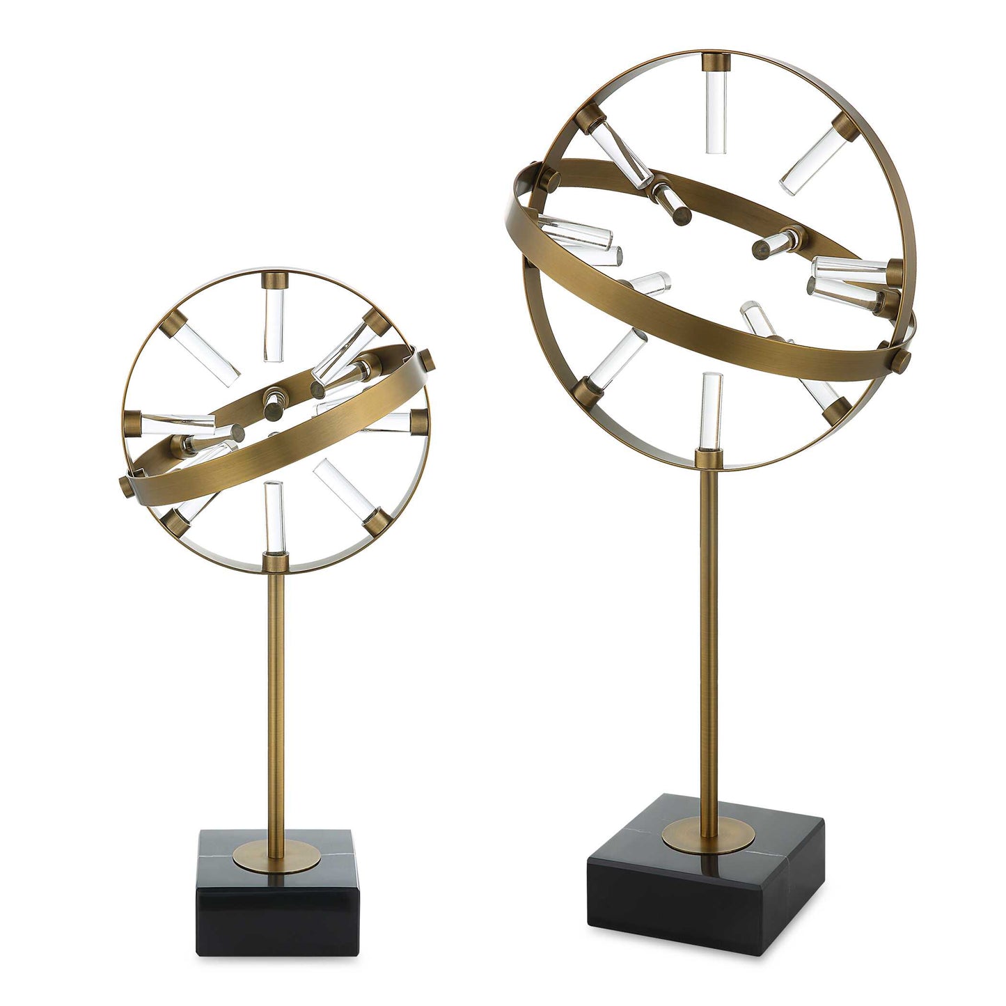 Uttermost Realm Spherical Brass Sculptures Set Of 2