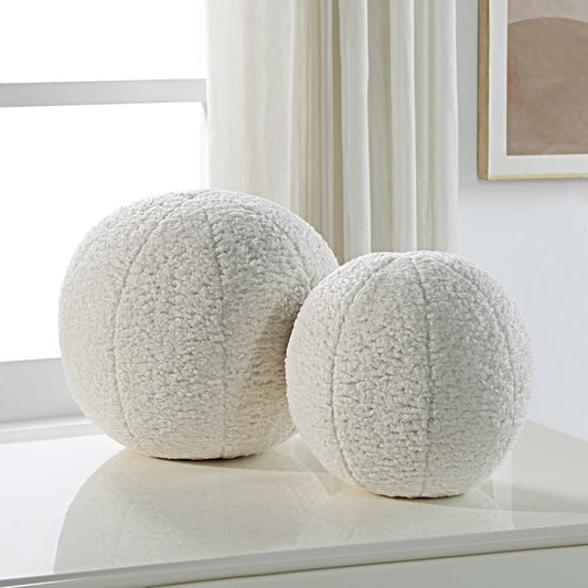 Uttermost Capra Ball Sheepskin Pillows Set/2