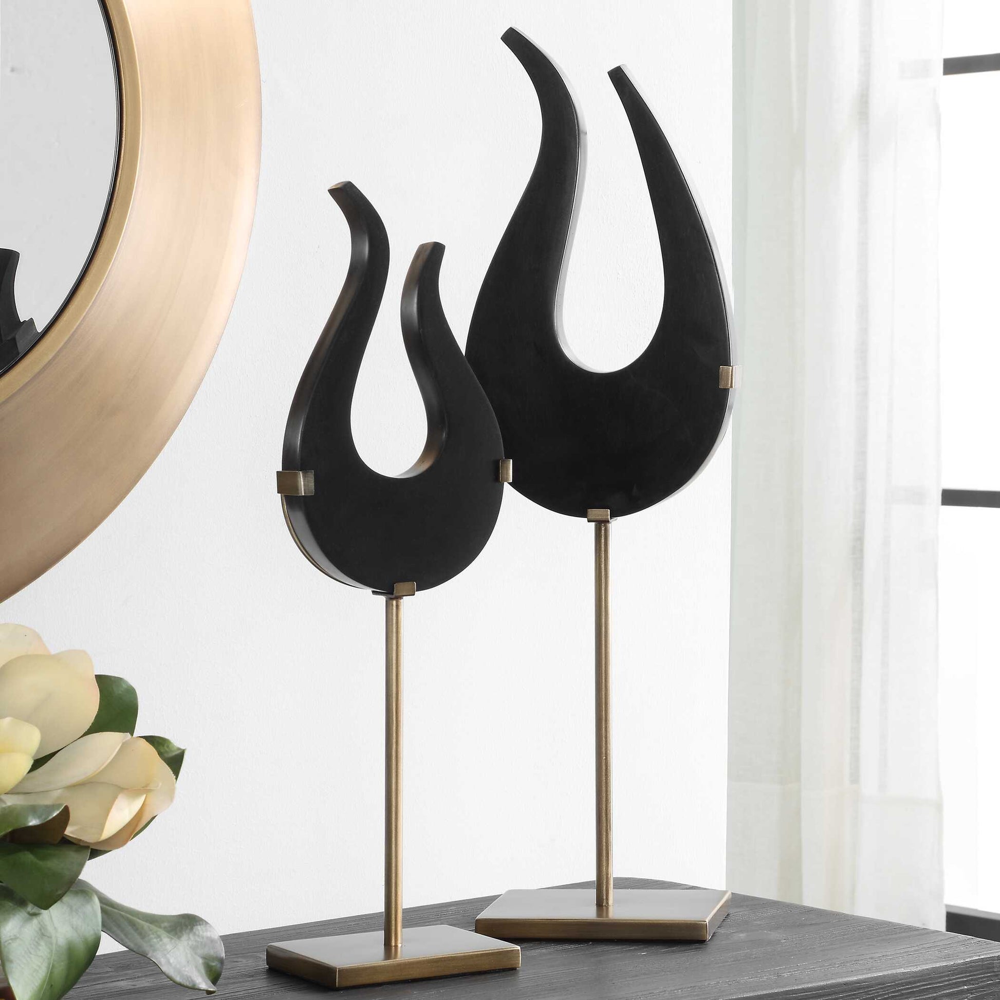 Uttermost Black Flame Sculptures Set/2