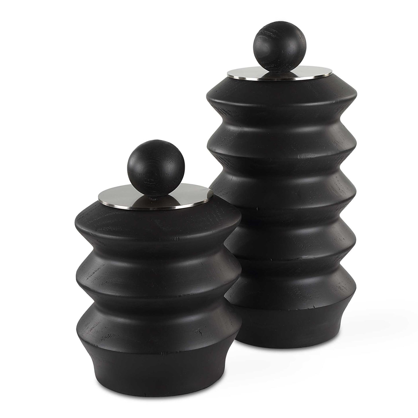Uttermost Accordion Black Wood Containers Set/2