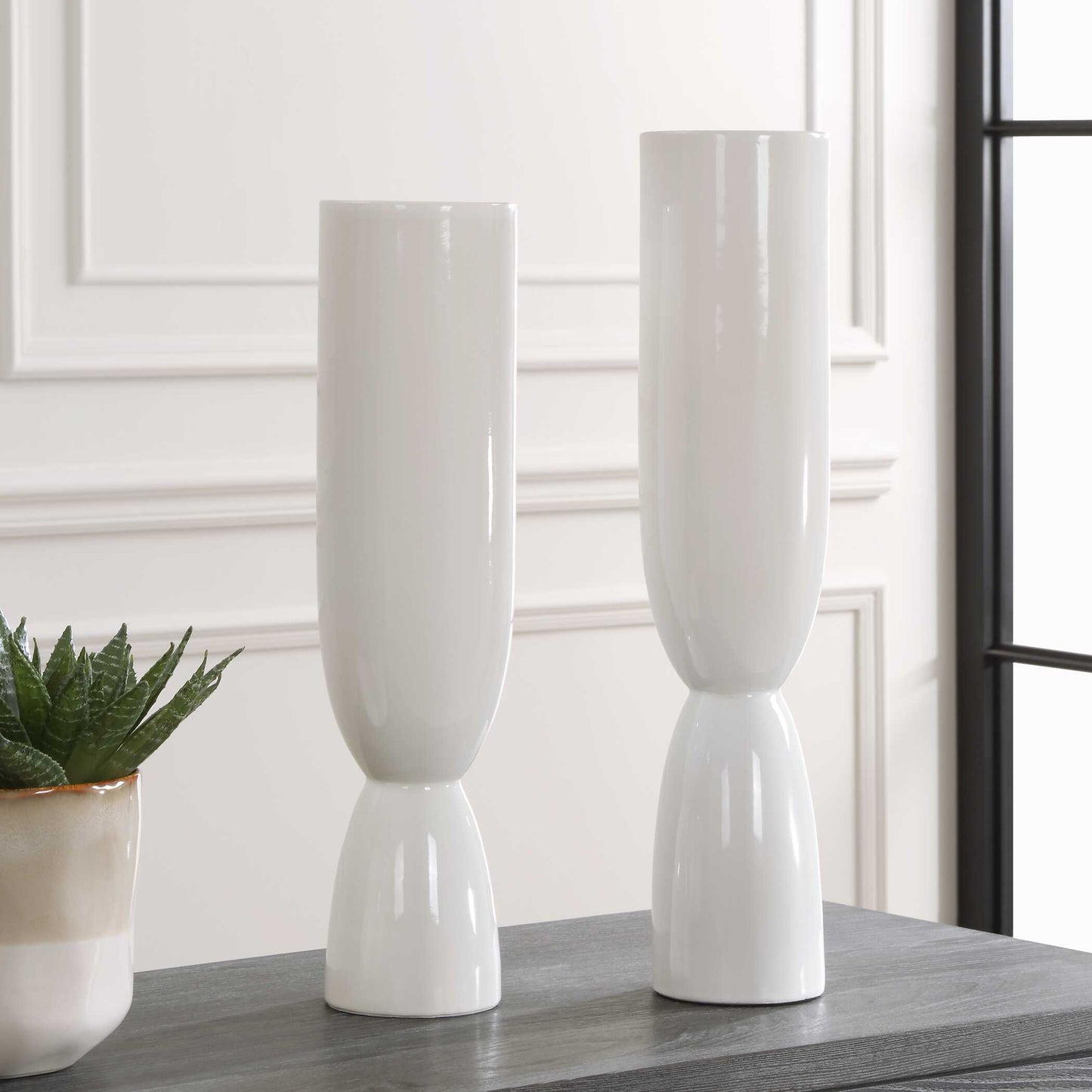Uttermost Kimist White Vases Set/2