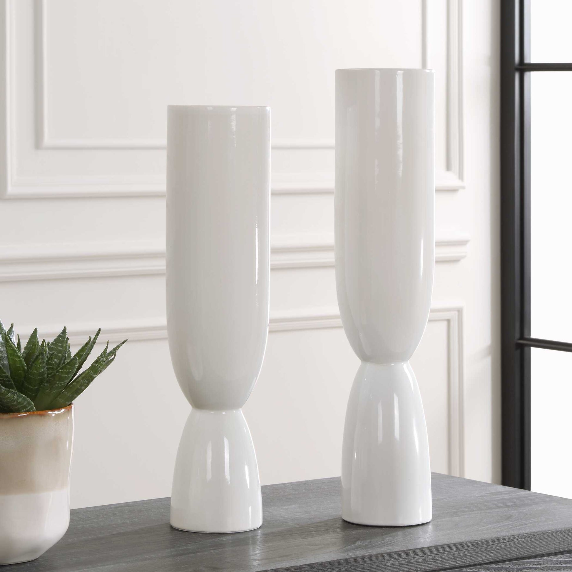 Uttermost Kimist White Vases Set/2