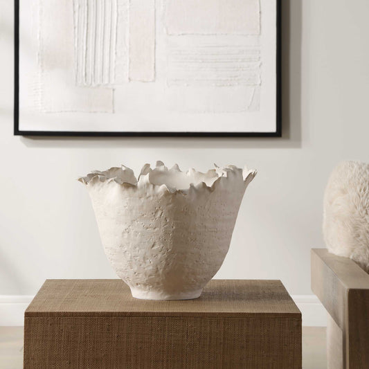 Uttermost Blossom Tall Off-white Bowl