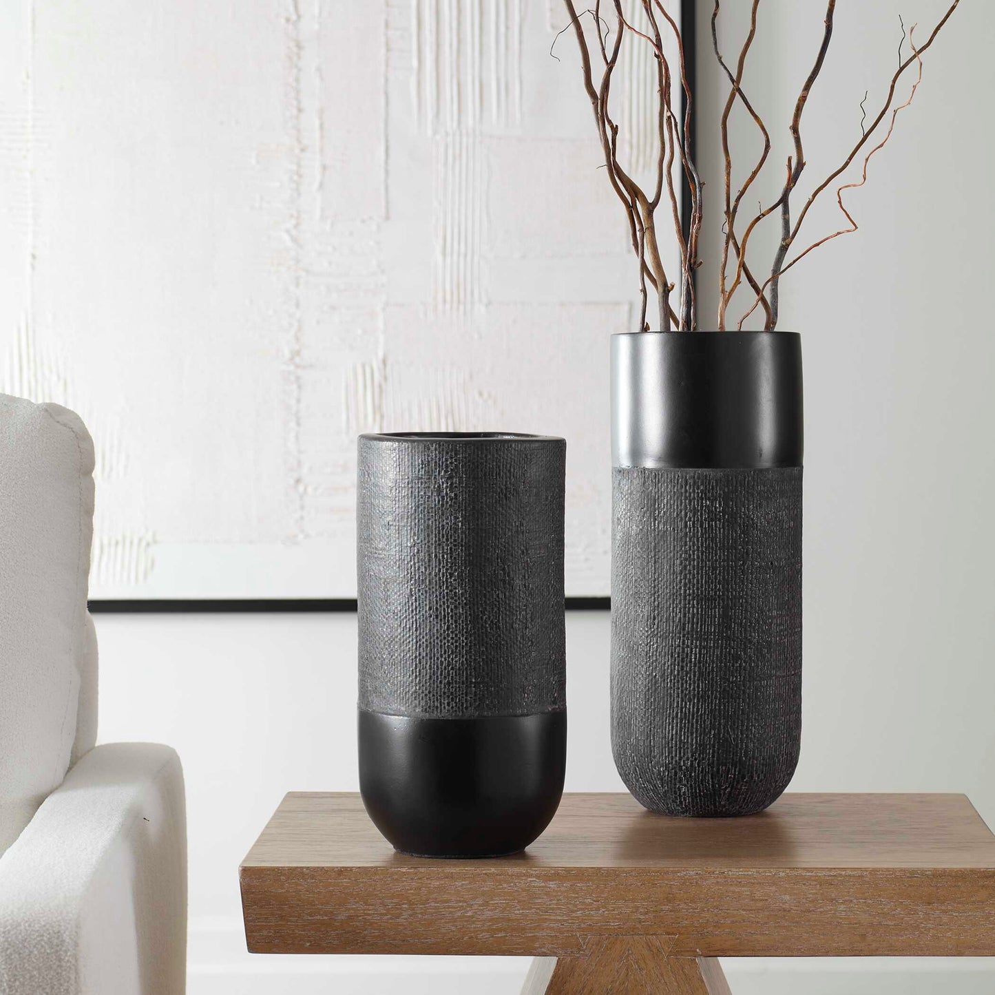 Uttermost Woven Shadow Vases Set/2