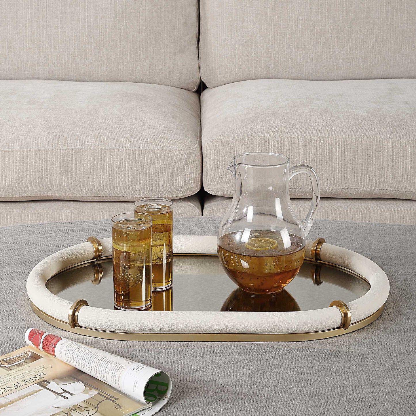 Uttermost Cyprus Leather Oval Tray