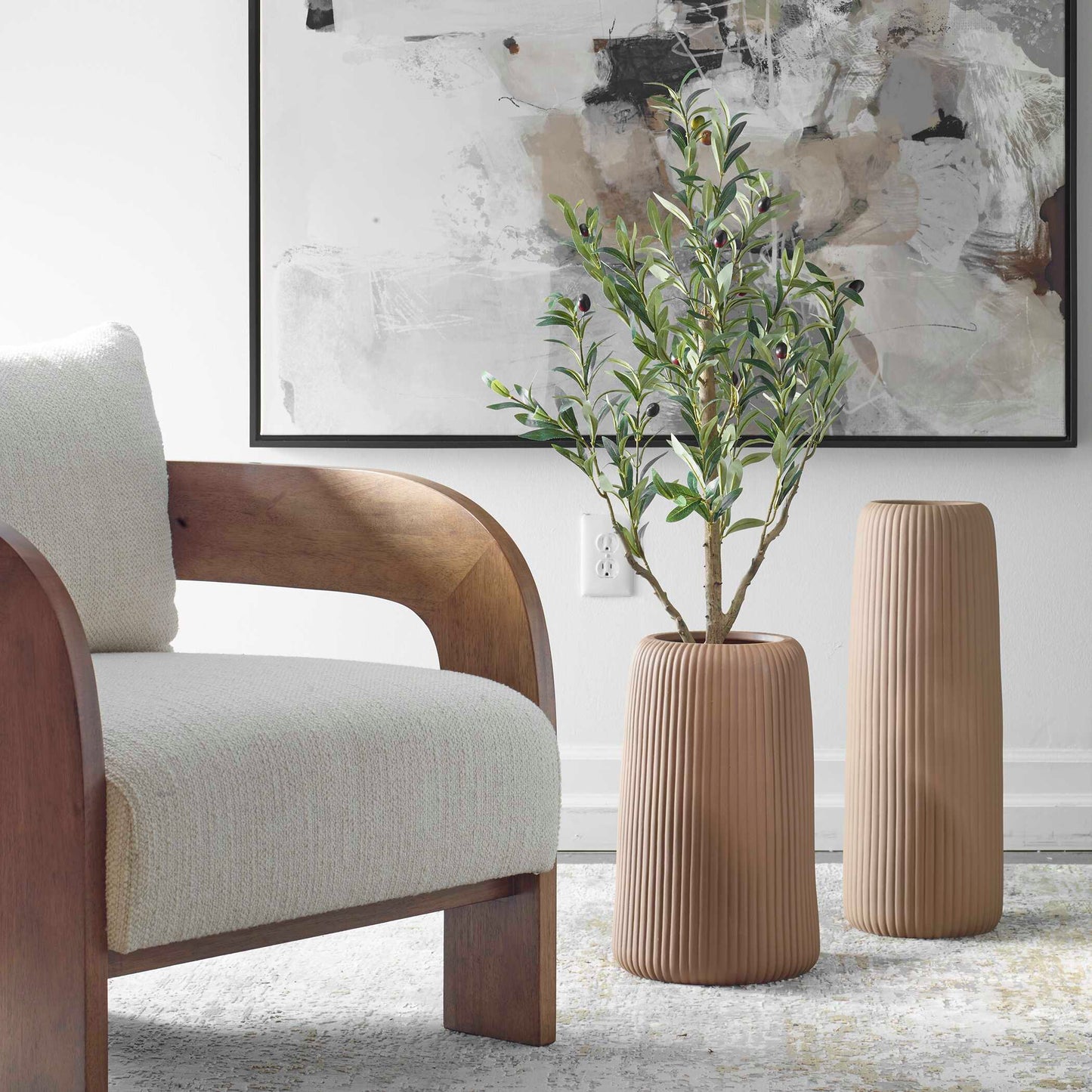 Uttermost Ridge Light Brown Vases Set/2