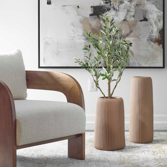 Uttermost Ridge Light Brown Vases Set/2
