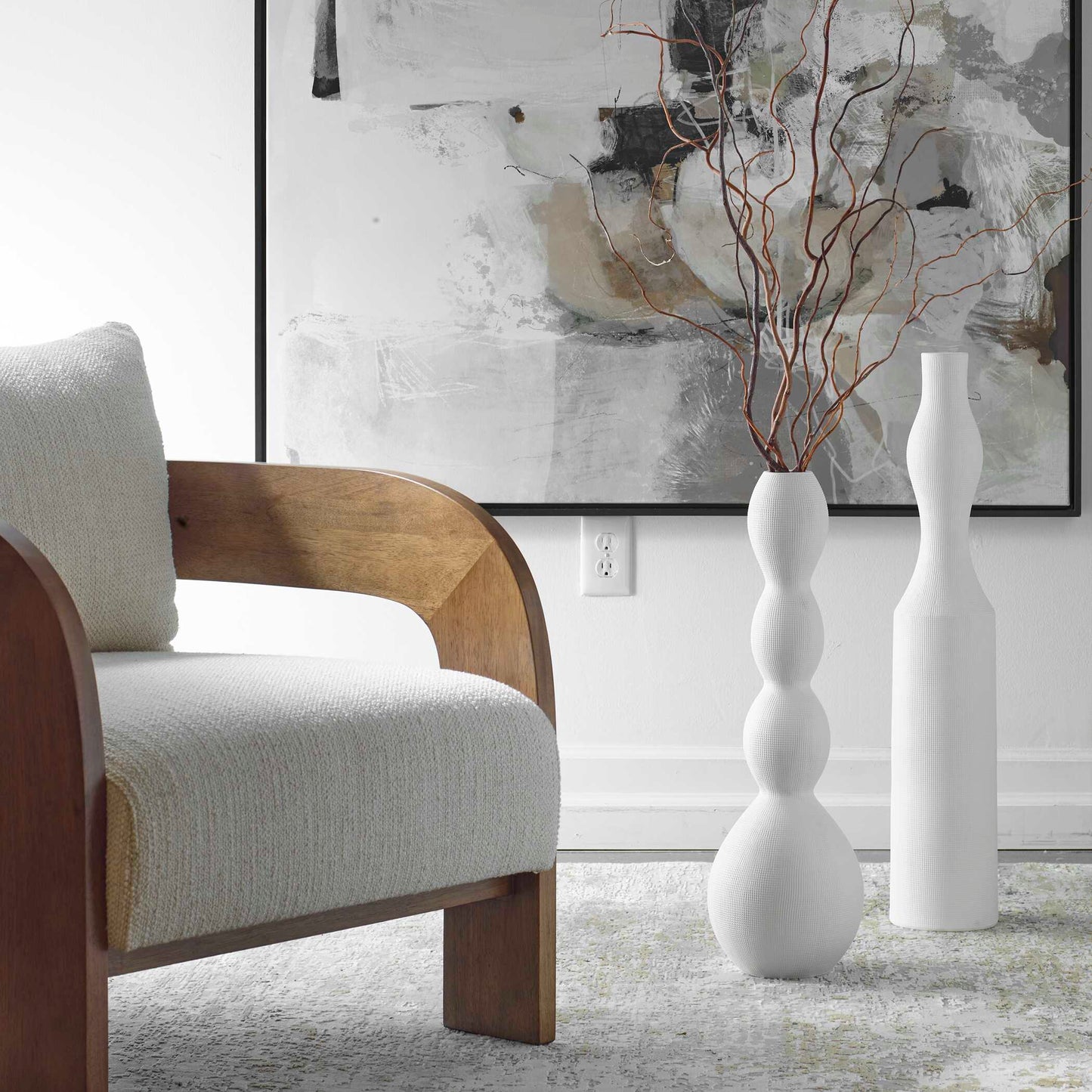 Uttermost Forma White Ceramic Vases Large Set/2