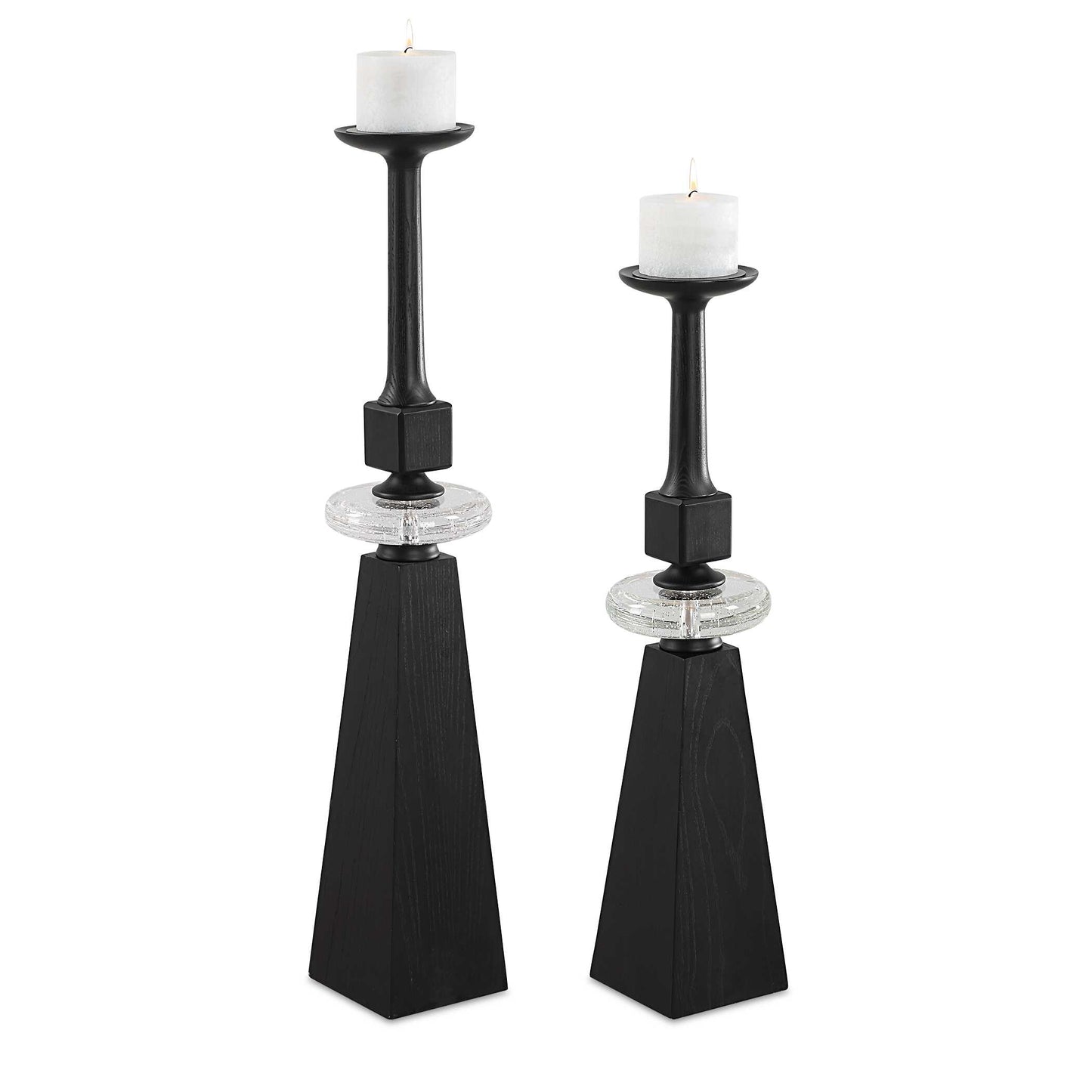 Uttermost Ebon Glow Floor Candleholders Set/2