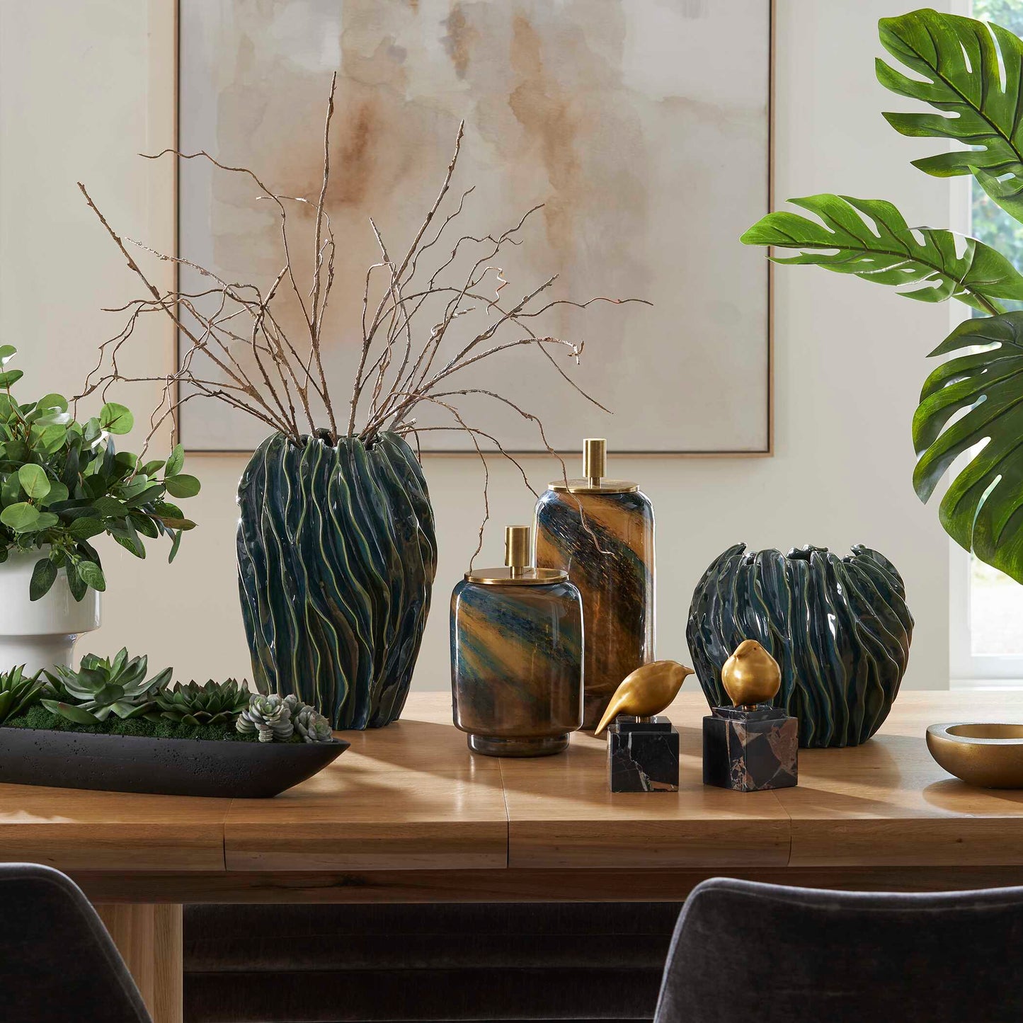 Uttermost Veridian Ridge Indoor-Outdoor Vases Set/2