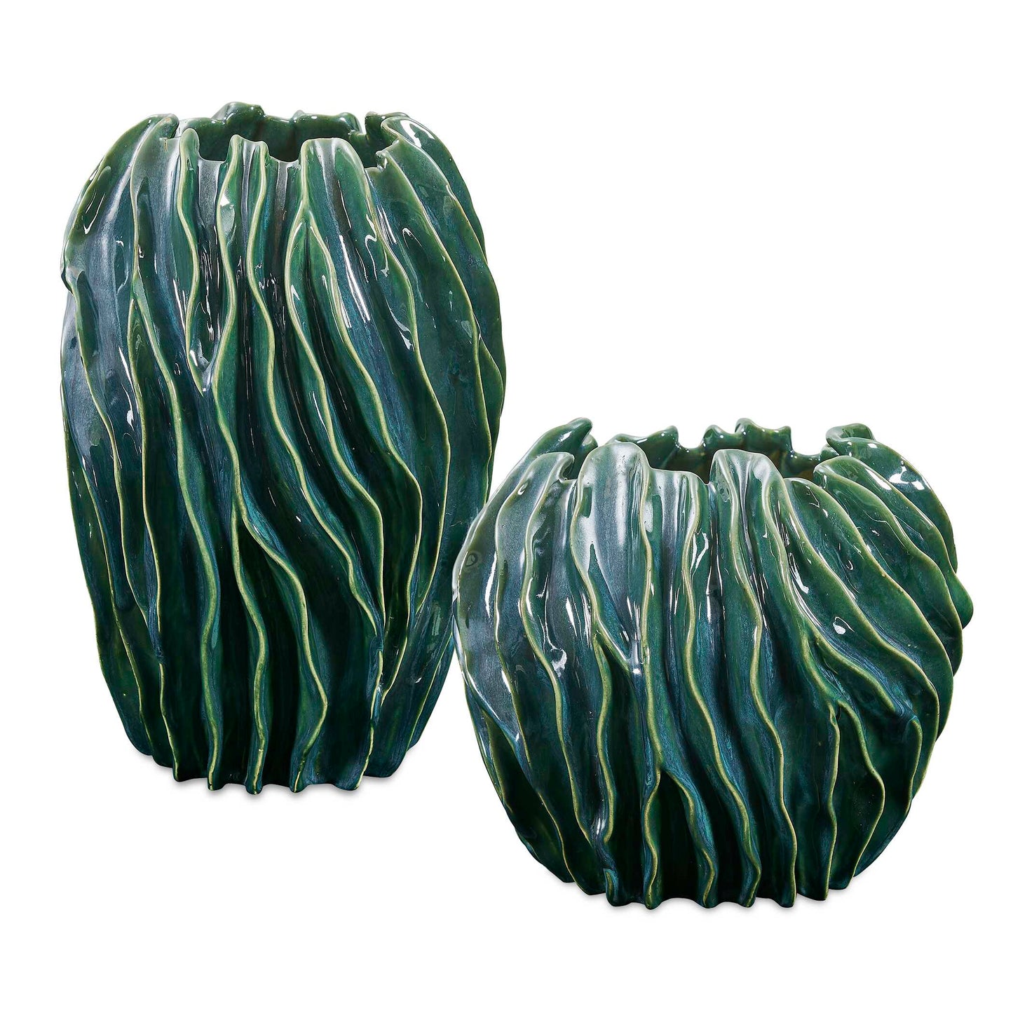 Uttermost Veridian Ridge Indoor-Outdoor Vases Set/2