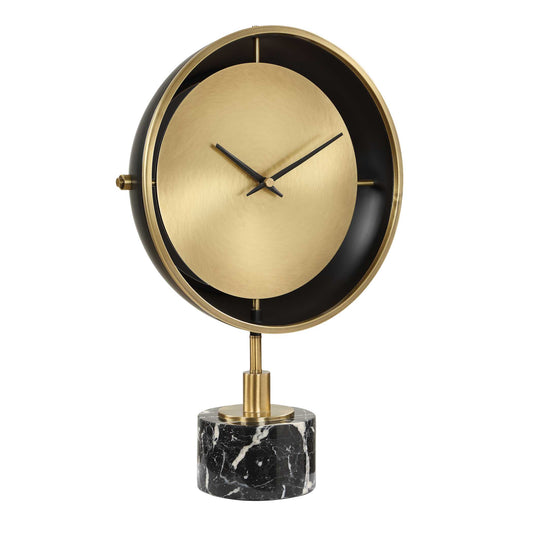 Uttermost Velar Modern Table Clock - Black,Brass,Gold