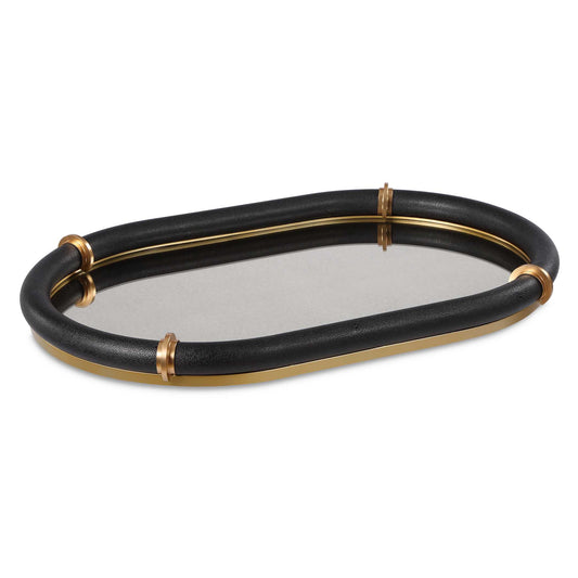 Uttermost Cyprus Black Oval Tray - Black,Brass