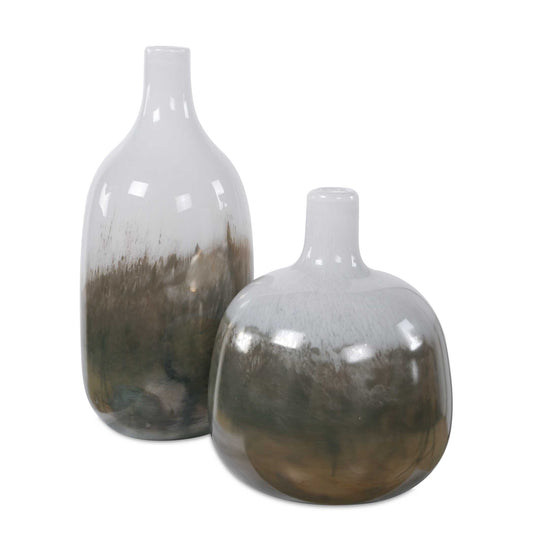 Uttermost Cardoni Smoke Vases, S/2 - Bronze,White