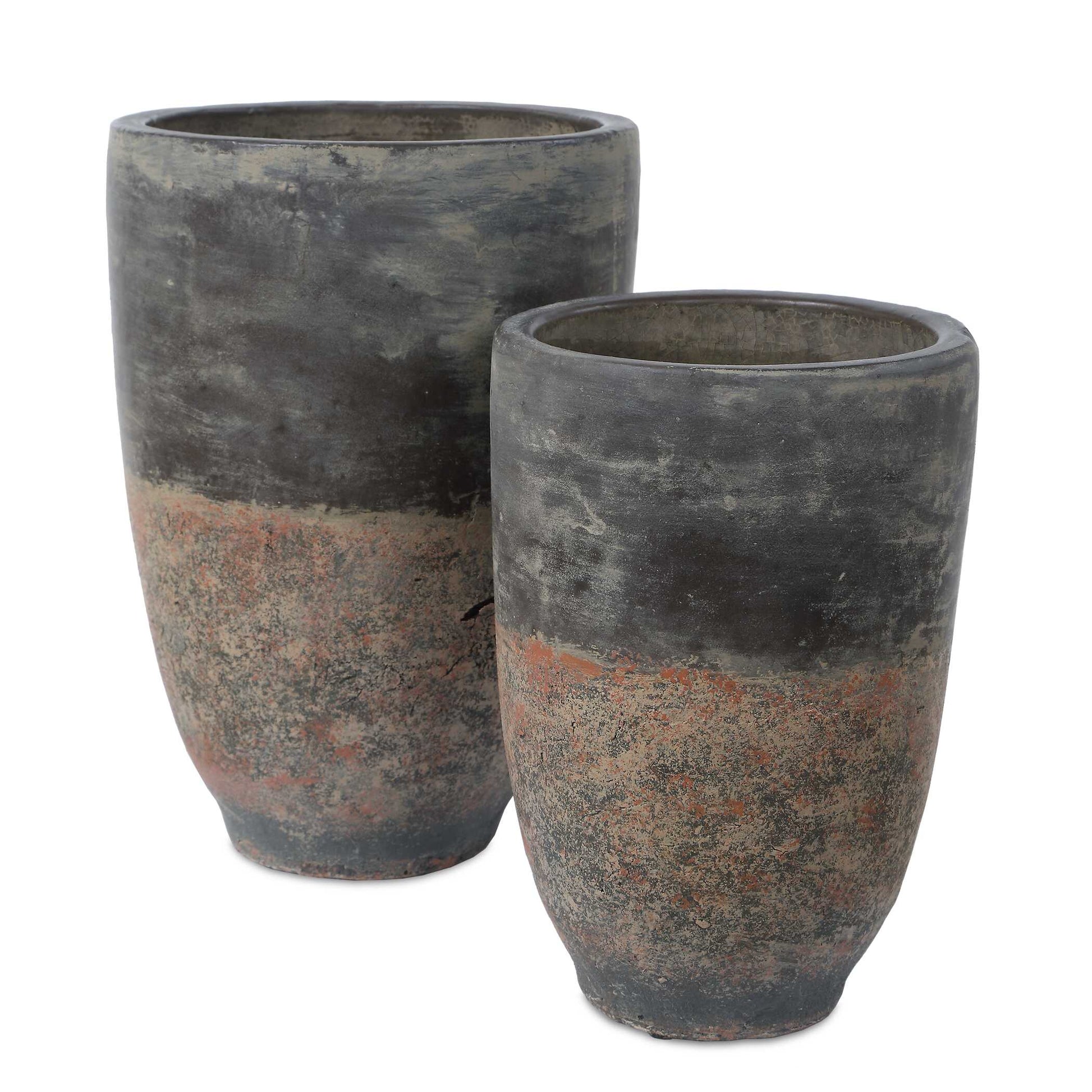 Uttermost Emberwash Planters, S/2 - Black,Brown