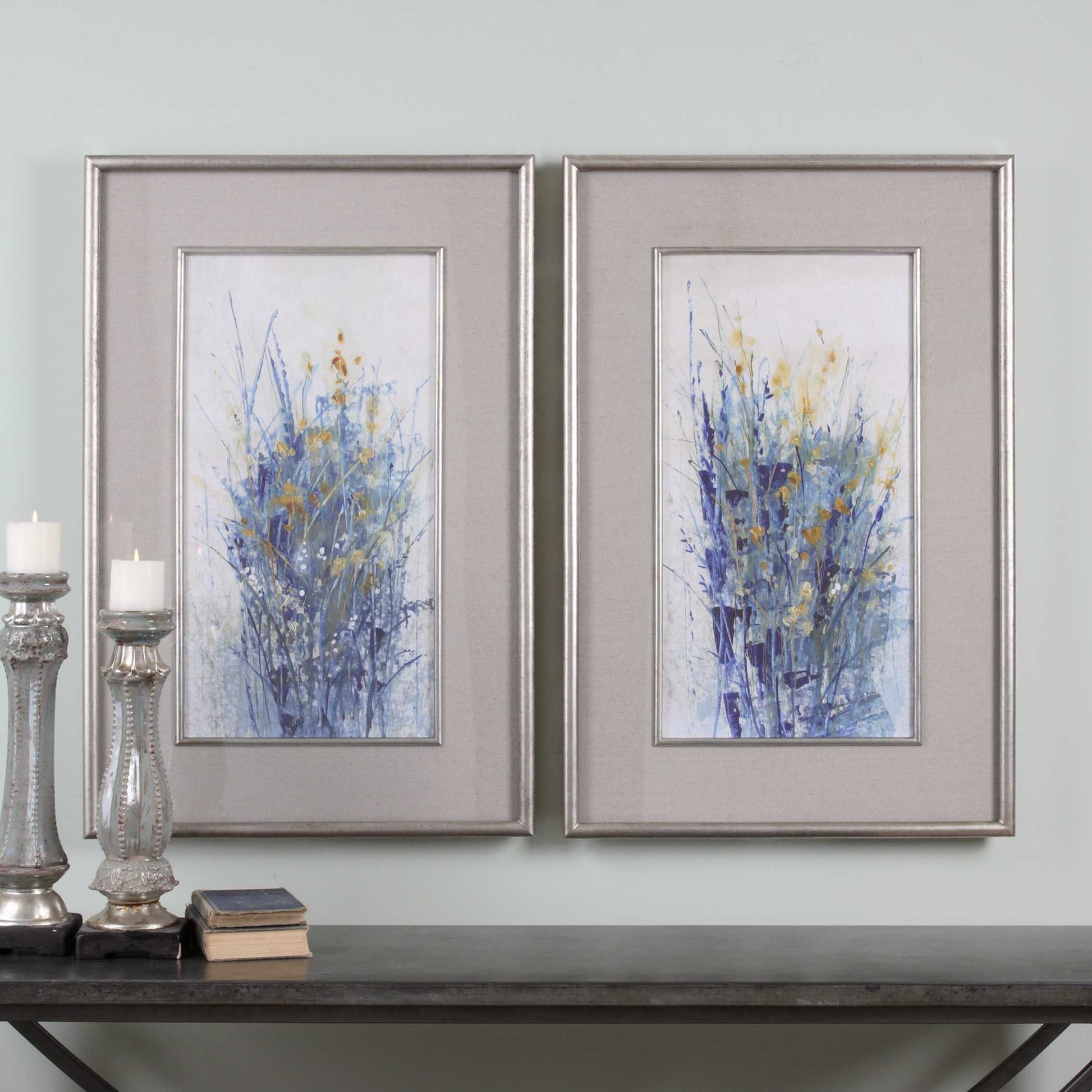 Uttermost Indigo Florals Framed Art Set/2