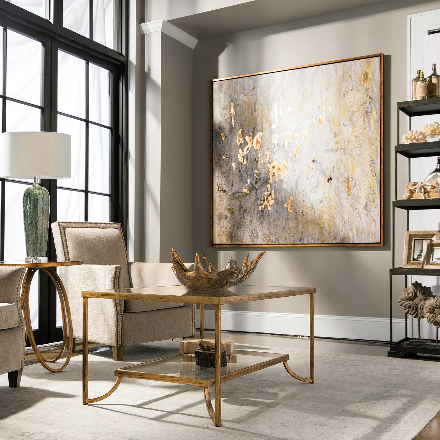 Uttermost Golden Raindrops Modern Abstract Art