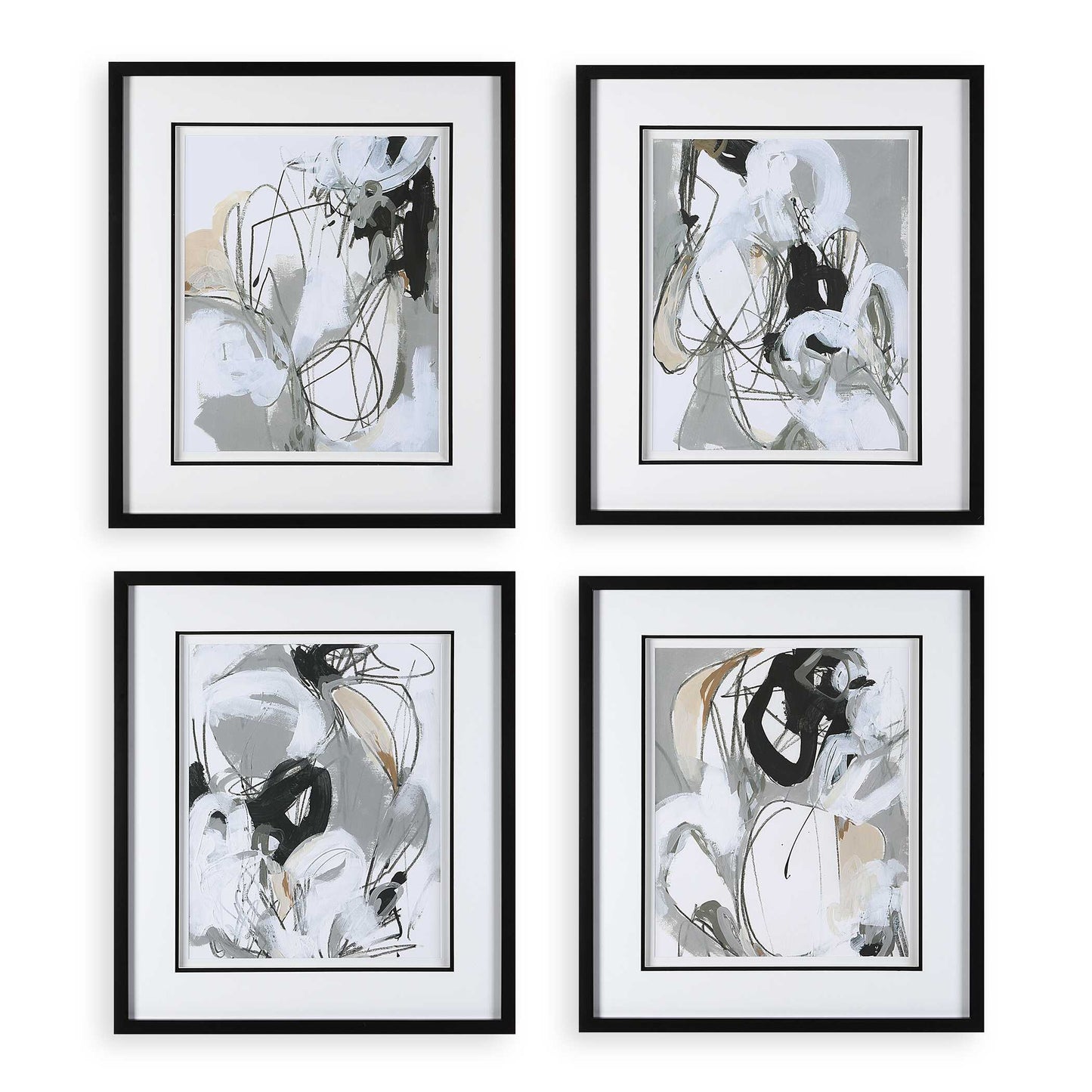 Uttermost Tangled Threads Abstract Framed Prints Set/4