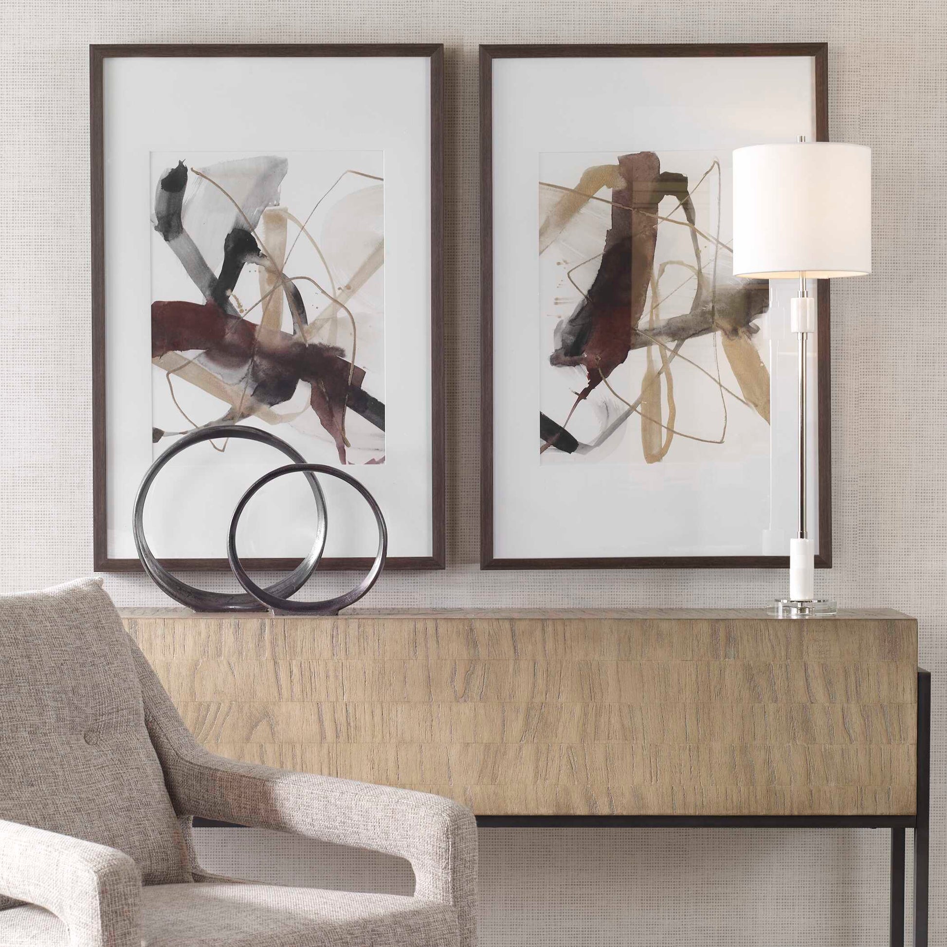 Uttermost Burgundy Interjection Abstract Prints Set/2