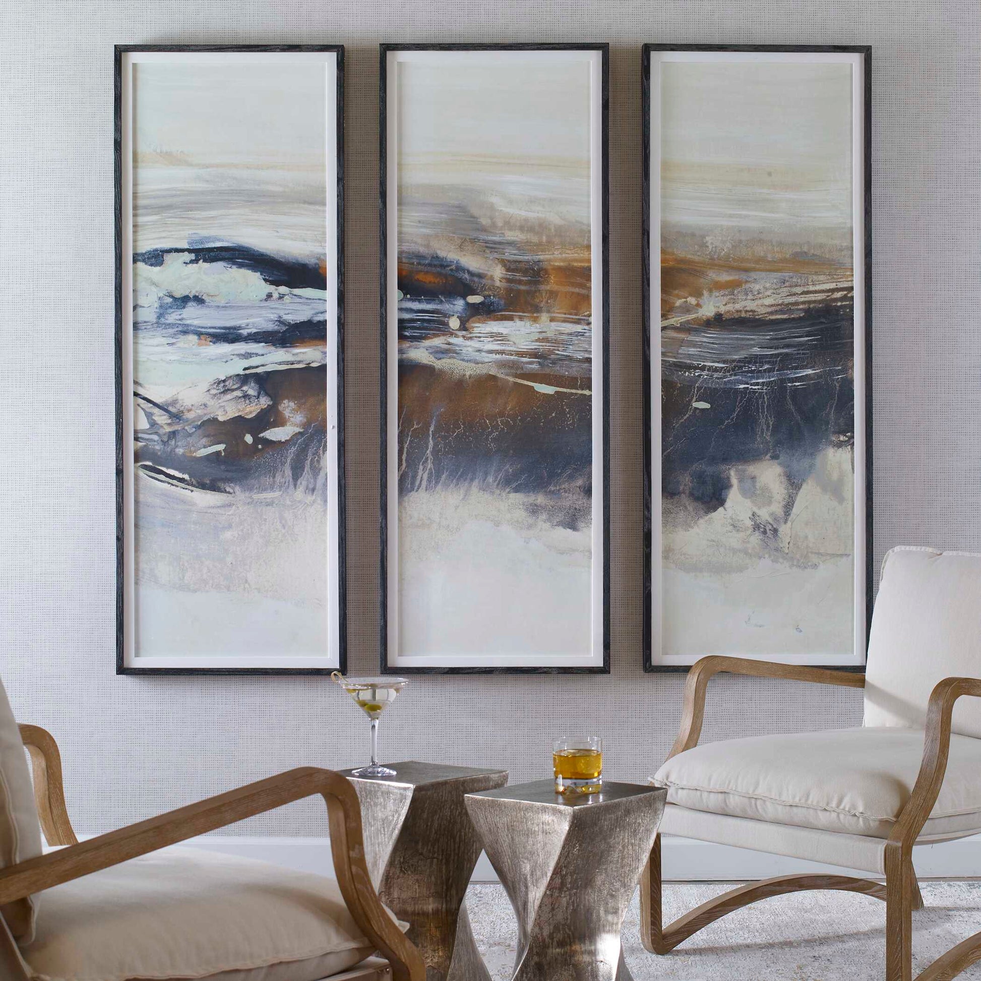 Uttermost Graphite Horizon Framed Prints Set/3