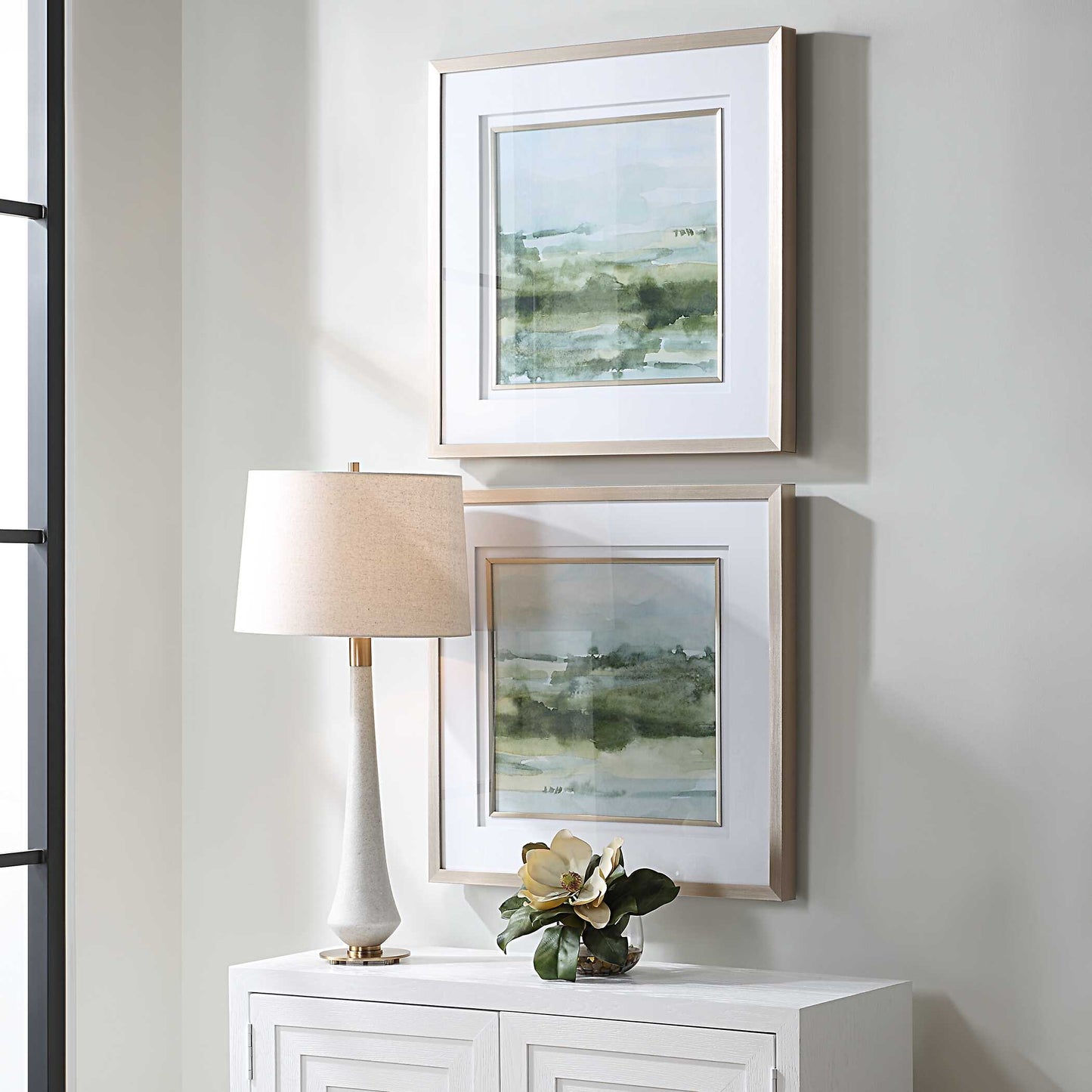 Uttermost Soft Sage Abstract Landscape Prints Set/2