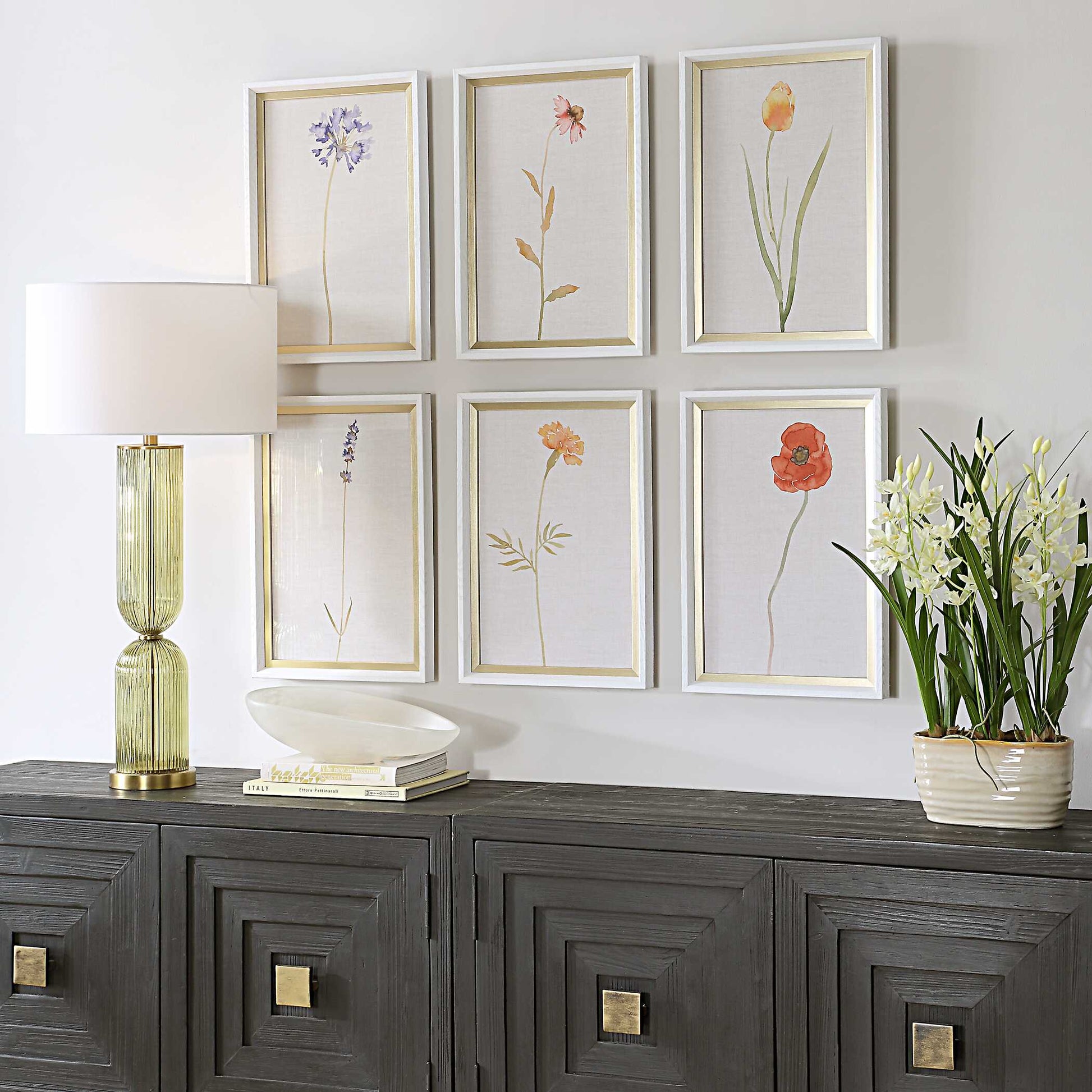 Uttermost Wild Flourish Framed Floral Prints Set/6